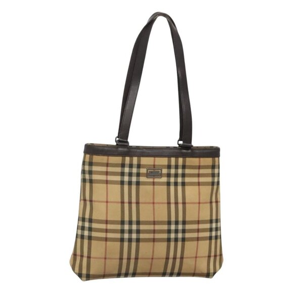 BURBERRY Nova Check Tote Bag PVC Beige Brown Auth BA619 - Picture 1 of 16